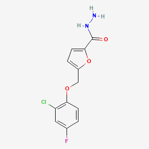 molecular formula C12H10ClFN2O3 B3337866 5-[(2-Chloro-4-fluorophenoxy)methyl]furan-2-carbohydrazide CAS No. 832737-61-8