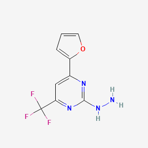 molecular formula C9H7F3N4O B3337873 4-(Furan-2-yl)-2-hydrazinyl-6-(trifluoromethyl)pyrimidine CAS No. 832737-70-9