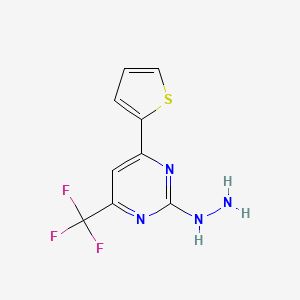 molecular formula C9H7F3N4S B3337900 2-Hydrazinyl-4-(thiophen-2-yl)-6-(trifluoromethyl)pyrimidine CAS No. 832737-83-4