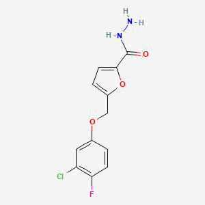 molecular formula C12H10ClFN2O3 B3337917 5-[(3-Chloro-4-fluorophenoxy)methyl]furan-2-carbohydrazide CAS No. 832738-03-1