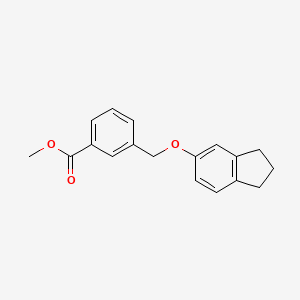 molecular formula C18H18O3 B3337939 3-(Indan-5-yloxymethyl)-benzoic acid methyl ester CAS No. 832739-22-7