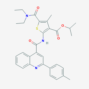 molecular formula C31H33N3O4S B333801 Isopropyl 5-[(diethylamino)carbonyl]-4-methyl-2-({[2-(4-methylphenyl)-4-quinolinyl]carbonyl}amino)-3-thiophenecarboxylate 