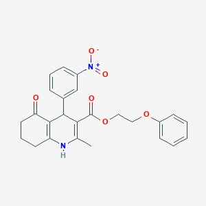 molecular formula C25H24N2O6 B333802 2-Phenoxyethyl 2-methyl-4-(3-nitrophenyl)-5-oxo-1,4,5,6,7,8-hexahydroquinoline-3-carboxylate 