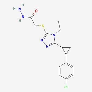 molecular formula C15H18ClN5OS B3338026 2-({5-[2-(4-chlorophenyl)cyclopropyl]-4-ethyl-4H-1,2,4-triazol-3-yl}sulfanyl)acetohydrazide CAS No. 832740-38-2