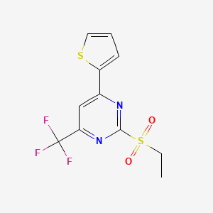 molecular formula C11H9F3N2O2S2 B3338041 2-(Ethylsulfonyl)-4-(thiophen-2-yl)-6-(trifluoromethyl)pyrimidine CAS No. 832740-90-6