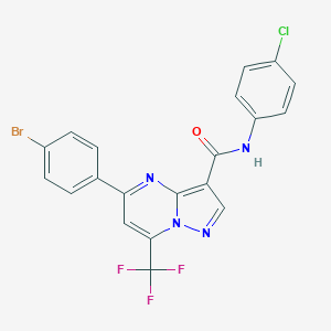 molecular formula C20H11BrClF3N4O B333821 5-(4-bromophenyl)-N-(4-chlorophenyl)-7-(trifluoromethyl)pyrazolo[1,5-a]pyrimidine-3-carboxamide 