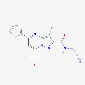 molecular formula C14H7BrF3N5OS B333824 3-bromo-N-(cyanomethyl)-5-(2-thienyl)-7-(trifluoromethyl)pyrazolo[1,5-a]pyrimidine-2-carboxamide 