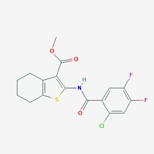 molecular formula C17H14ClF2NO3S B333825 Methyl 2-[(2-chloro-4,5-difluorobenzoyl)amino]-4,5,6,7-tetrahydro-1-benzothiophene-3-carboxylate 
