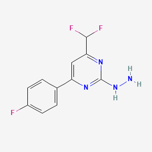 molecular formula C11H9F3N4 B3338266 4-(Difluoromethyl)-6-(4-fluorophenyl)-2-hydrazinylpyrimidine CAS No. 869952-74-9