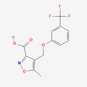 molecular formula C13H10F3NO4 B3338344 5-Methyl-4-((3-(trifluoromethyl)phenoxy)methyl)isoxazole-3-carboxylic acid CAS No. 886503-10-2