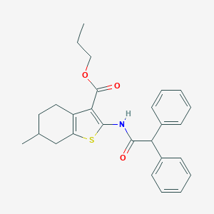 molecular formula C27H29NO3S B333836 Propyl 2-[(diphenylacetyl)amino]-6-methyl-4,5,6,7-tetrahydro-1-benzothiophene-3-carboxylate 