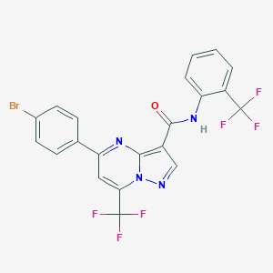 molecular formula C21H11BrF6N4O B333838 5-(4-bromophenyl)-7-(trifluoromethyl)-N-[2-(trifluoromethyl)phenyl]pyrazolo[1,5-a]pyrimidine-3-carboxamide 