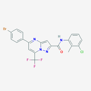 molecular formula C21H13BrClF3N4O B333840 5-(4-bromophenyl)-N-(3-chloro-2-methylphenyl)-7-(trifluoromethyl)pyrazolo[1,5-a]pyrimidine-2-carboxamide 
