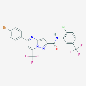 molecular formula C21H10BrClF6N4O B333845 5-(4-bromophenyl)-N-[2-chloro-5-(trifluoromethyl)phenyl]-7-(trifluoromethyl)pyrazolo[1,5-a]pyrimidine-2-carboxamide 