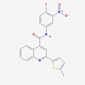 molecular formula C21H14FN3O3S B333848 N-(4-fluoro-3-nitrophenyl)-2-(5-methylthiophen-2-yl)quinoline-4-carboxamide 