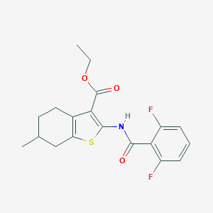 molecular formula C19H19F2NO3S B333852 Ethyl 2-[(2,6-difluorobenzoyl)amino]-6-methyl-4,5,6,7-tetrahydro-1-benzothiophene-3-carboxylate 