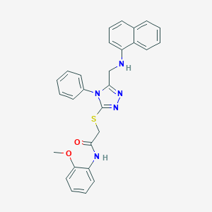 molecular formula C28H25N5O2S B333864 N-(2-methoxyphenyl)-2-({5-[(1-naphthylamino)methyl]-4-phenyl-4H-1,2,4-triazol-3-yl}sulfanyl)acetamide 