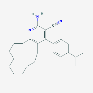 molecular formula C25H33N3 B333865 2-Amino-4-(4-isopropylphenyl)-5,6,7,8,9,10,11,12,13,14-decahydrocyclododeca[b]pyridine-3-carbonitrile 