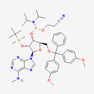 3-[[(2R,3R,4R,5R)-2-[[Bis(4-methoxyphenyl)-phenylmethoxy]methyl]-4-[tert-butyl(dimethyl)silyl]oxy-5-[6-(methylamino)purin-9-yl]oxolan-3-yl]oxy-[di(propan-2-yl)amino]phosphanyl]oxypropanenitrile