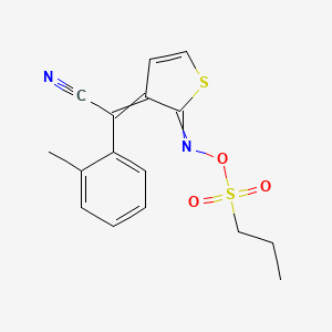 molecular formula C16H16N2O3S2 B3338707 Benzeneacetonitrile,2-methyl-alpha-[2-[[(propylsulfonyl)oxy]imino]-3(2H)-thienylidene]- CAS No. 852246-55-0