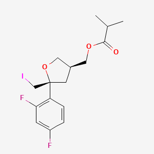 molecular formula C16H19F2IO3 B3338740 Propanoic acid, 2-methyl-, [(3S,5R)-5-(2,4-difluorophenyl)tetrahydro-5-(iodomethyl)-3-furanyl]methyl ester CAS No. 1042398-26-4