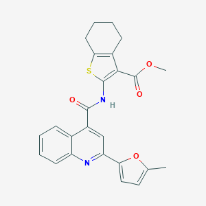 molecular formula C25H22N2O4S B333878 Methyl 2-({[2-(5-methylfuran-2-yl)quinolin-4-yl]carbonyl}amino)-4,5,6,7-tetrahydro-1-benzothiophene-3-carboxylate 