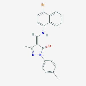 molecular formula C22H18BrN3O B333881 (4Z)-4-[[(4-bromonaphthalen-1-yl)amino]methylidene]-5-methyl-2-(4-methylphenyl)pyrazol-3-one 