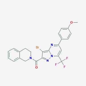 molecular formula C24H18BrF3N4O2 B333890 2-{[3-Bromo-5-(4-methoxyphenyl)-7-(trifluoromethyl)pyrazolo[1,5-a]pyrimidin-2-yl]carbonyl}-1,2,3,4-tetrahydroisoquinoline 