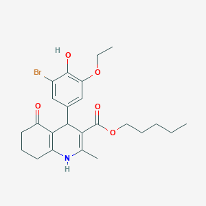 molecular formula C24H30BrNO5 B333895 Pentyl 4-(3-bromo-5-ethoxy-4-hydroxyphenyl)-2-methyl-5-oxo-1,4,5,6,7,8-hexahydro-3-quinolinecarboxylate 