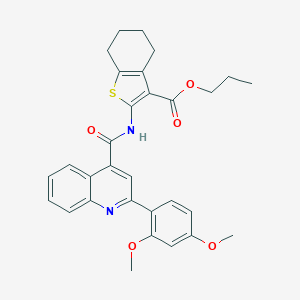 molecular formula C30H30N2O5S B333910 Propyl 2-({[2-(2,4-dimethoxyphenyl)quinolin-4-yl]carbonyl}amino)-4,5,6,7-tetrahydro-1-benzothiophene-3-carboxylate 