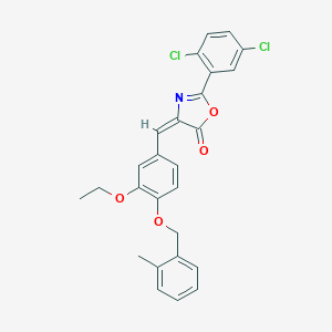 molecular formula C26H21Cl2NO4 B333917 2-(2,5-dichlorophenyl)-4-{3-ethoxy-4-[(2-methylbenzyl)oxy]benzylidene}-1,3-oxazol-5(4H)-one 