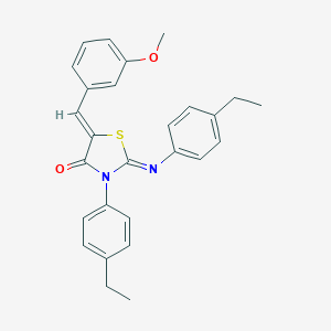 molecular formula C27H26N2O2S B333920 3-(4-Ethylphenyl)-2-[(4-ethylphenyl)imino]-5-(3-methoxybenzylidene)-1,3-thiazolidin-4-one 