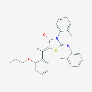 molecular formula C27H26N2O2S B333921 3-(2-Methylphenyl)-2-[(2-methylphenyl)imino]-5-(2-propoxybenzylidene)-1,3-thiazolidin-4-one 