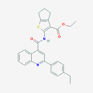 molecular formula C28H26N2O3S B333926 ethyl 2-({[2-(4-ethylphenyl)-4-quinolinyl]carbonyl}amino)-5,6-dihydro-4H-cyclopenta[b]thiophene-3-carboxylate 