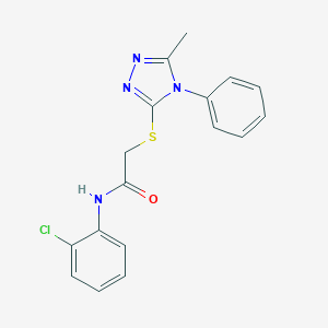 molecular formula C17H15ClN4OS B333927 N-(2-chlorophenyl)-2-[(5-methyl-4-phenyl-1,2,4-triazol-3-yl)sulfanyl]acetamide 