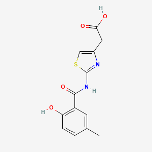 molecular formula C13H12N2O4S B3339342 2-[2-(2-Hydroxy-5-methylbenzamido)-1,3-thiazol-4-yl]acetic acid CAS No. 1016496-54-0