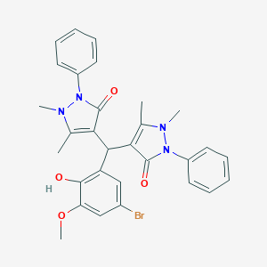 4-[(5-bromo-2-hydroxy-3-methoxyphenyl)(1,5-dimethyl-3-oxo-2-phenyl-2,3-dihydro-1H-pyrazol-4-yl)methyl]-1,5-dimethyl-2-phenyl-1,2-dihydro-3H-pyrazol-3-one