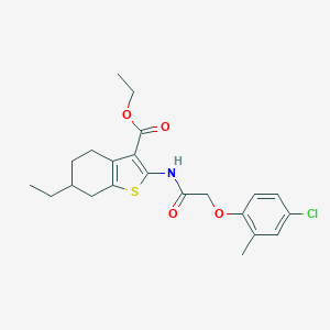 molecular formula C22H26ClNO4S B333943 Ethyl 2-{[(4-chloro-2-methylphenoxy)acetyl]amino}-6-ethyl-4,5,6,7-tetrahydro-1-benzothiophene-3-carboxylate 