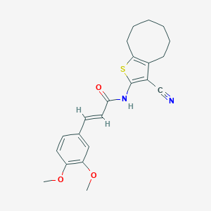 (2E)-N-(3-cyano-4,5,6,7,8,9-hexahydrocycloocta[b]thiophen-2-yl)-3-(3,4-dimethoxyphenyl)prop-2-enamide