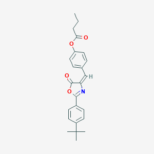 molecular formula C24H25NO4 B333947 4-[(2-(4-tert-butylphenyl)-5-oxo-1,3-oxazol-4(5H)-ylidene)methyl]phenyl butyrate 