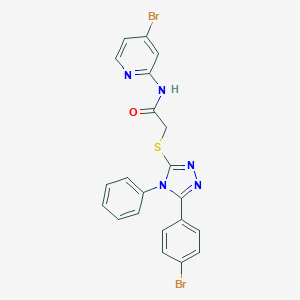 molecular formula C21H15Br2N5OS B333948 2-{[5-(4-bromophenyl)-4-phenyl-4H-1,2,4-triazol-3-yl]sulfanyl}-N-(4-bromo-2-pyridinyl)acetamide 
