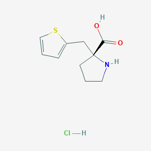 molecular formula C10H14ClNO2S B3339492 (R)-2-(Thiophen-2-ylmethyl)pyrrolidine-2-carboxylic acid hydrochloride CAS No. 1049729-19-2