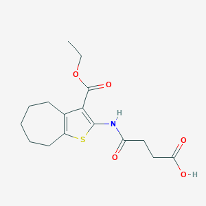 molecular formula C16H21NO5S B333952 4-{[3-(ethoxycarbonyl)-5,6,7,8-tetrahydro-4H-cyclohepta[b]thien-2-yl]amino}-4-oxobutanoic acid 