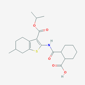 molecular formula C21H29NO5S B333955 2-({[3-(Isopropoxycarbonyl)-6-methyl-4,5,6,7-tetrahydro-1-benzothien-2-yl]amino}carbonyl)cyclohexanecarboxylic acid 