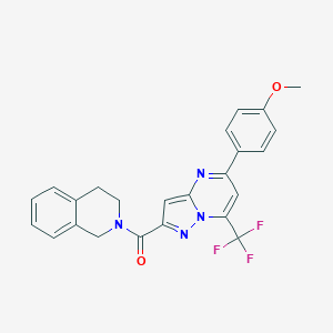 molecular formula C24H19F3N4O2 B333960 2-{[5-(4-Methoxyphenyl)-7-(trifluoromethyl)pyrazolo[1,5-a]pyrimidin-2-yl]carbonyl}-1,2,3,4-tetrahydroisoquinoline 