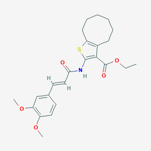 molecular formula C24H29NO5S B333966 Ethyl 2-{[3-(3,4-dimethoxyphenyl)acryloyl]amino}-4,5,6,7,8,9-hexahydrocycloocta[b]thiophene-3-carboxylate 