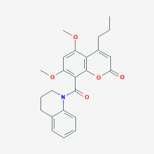 molecular formula C24H25NO5 B3339665 8-[(3,4-Dihydro-2H-quinolin-1-yl)carbonyl]-5,7-dimethoxy-4-propyl-2H-chromen-2-one CAS No. 1151668-24-4