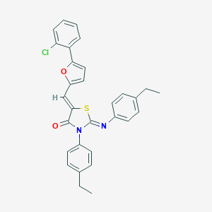 molecular formula C30H25ClN2O2S B333971 5-{[5-(2-Chlorophenyl)-2-furyl]methylene}-3-(4-ethylphenyl)-2-[(4-ethylphenyl)imino]-1,3-thiazolidin-4-one 