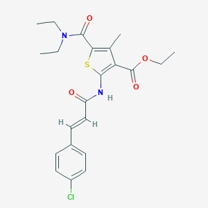 molecular formula C22H25ClN2O4S B333975 Ethyl 2-{[3-(4-chlorophenyl)acryloyl]amino}-5-[(diethylamino)carbonyl]-4-methyl-3-thiophenecarboxylate 