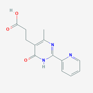 molecular formula C13H13N3O3 B3339752 3-[4-Hydroxy-6-methyl-2-(pyridin-2-yl)pyrimidin-5-yl]propanoic acid CAS No. 1221722-23-1